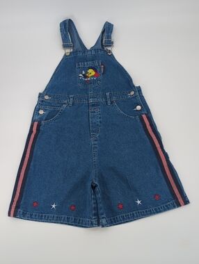 VTG 1999 Warner Bros Looney Tunes Tweety Bird Denim Overall Retro Kidcore XL